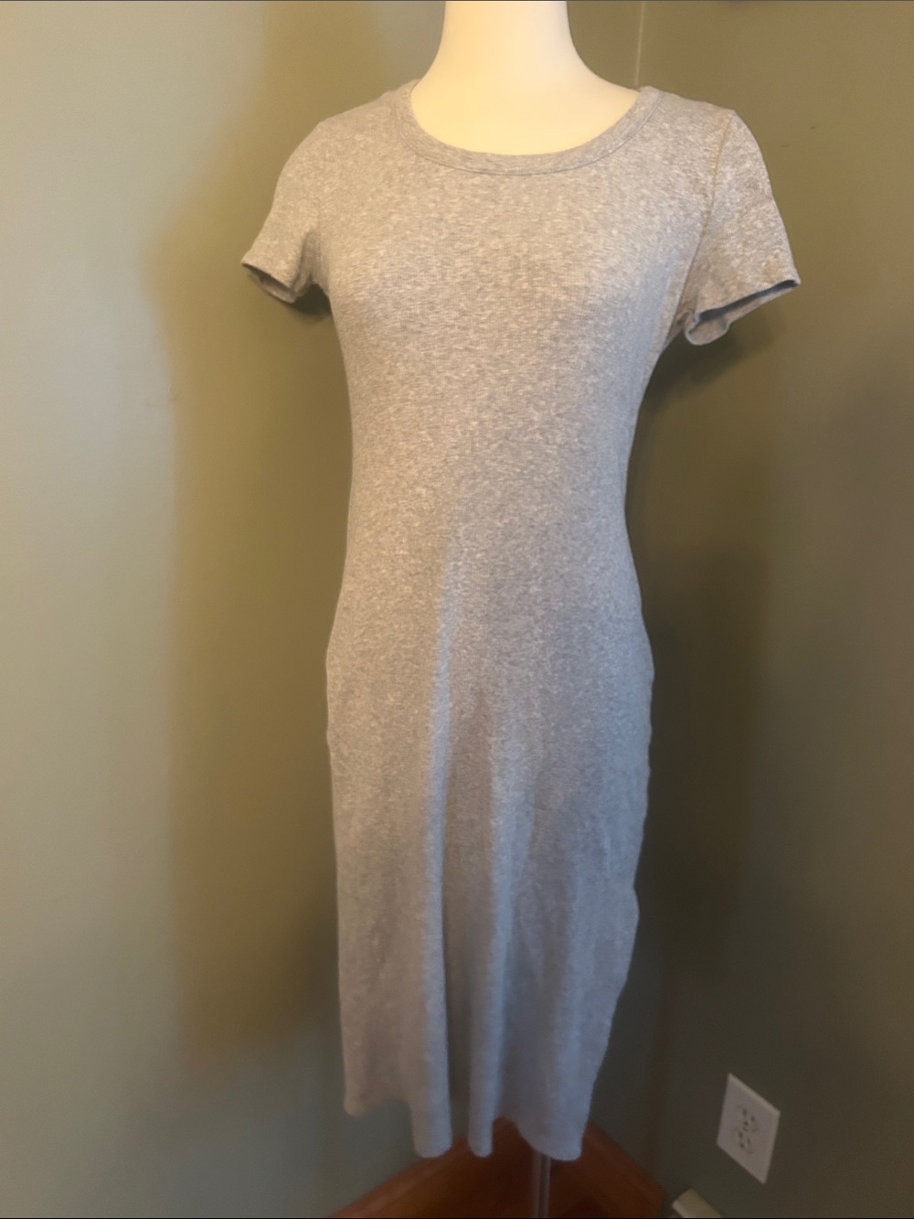 Grey ribbed T-shirt Dress